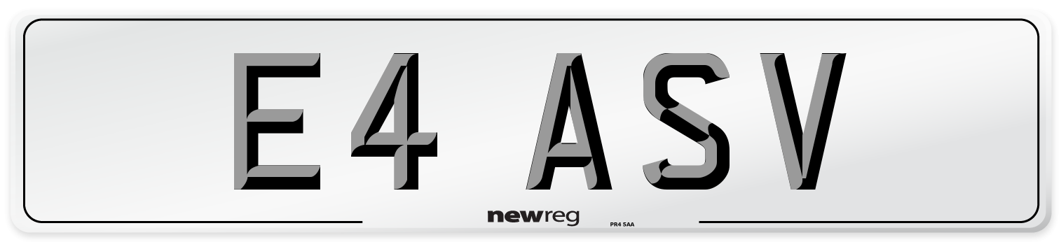 E4 ASV Number Plate from New Reg